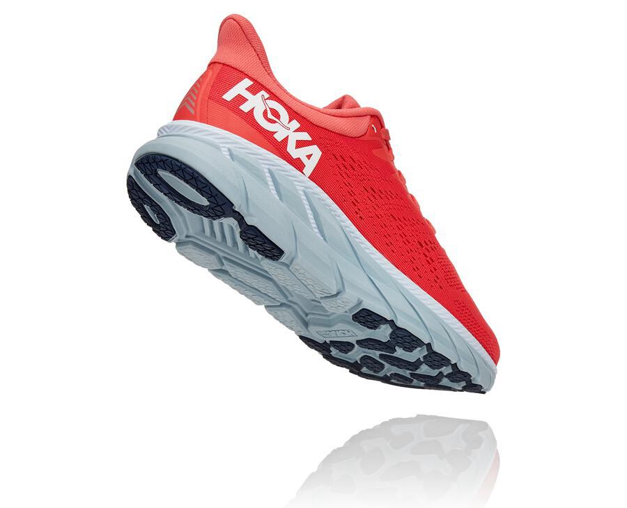 Hoka One One Running Shoes Womens Red/White - Clifton 7 - 14250GKMA